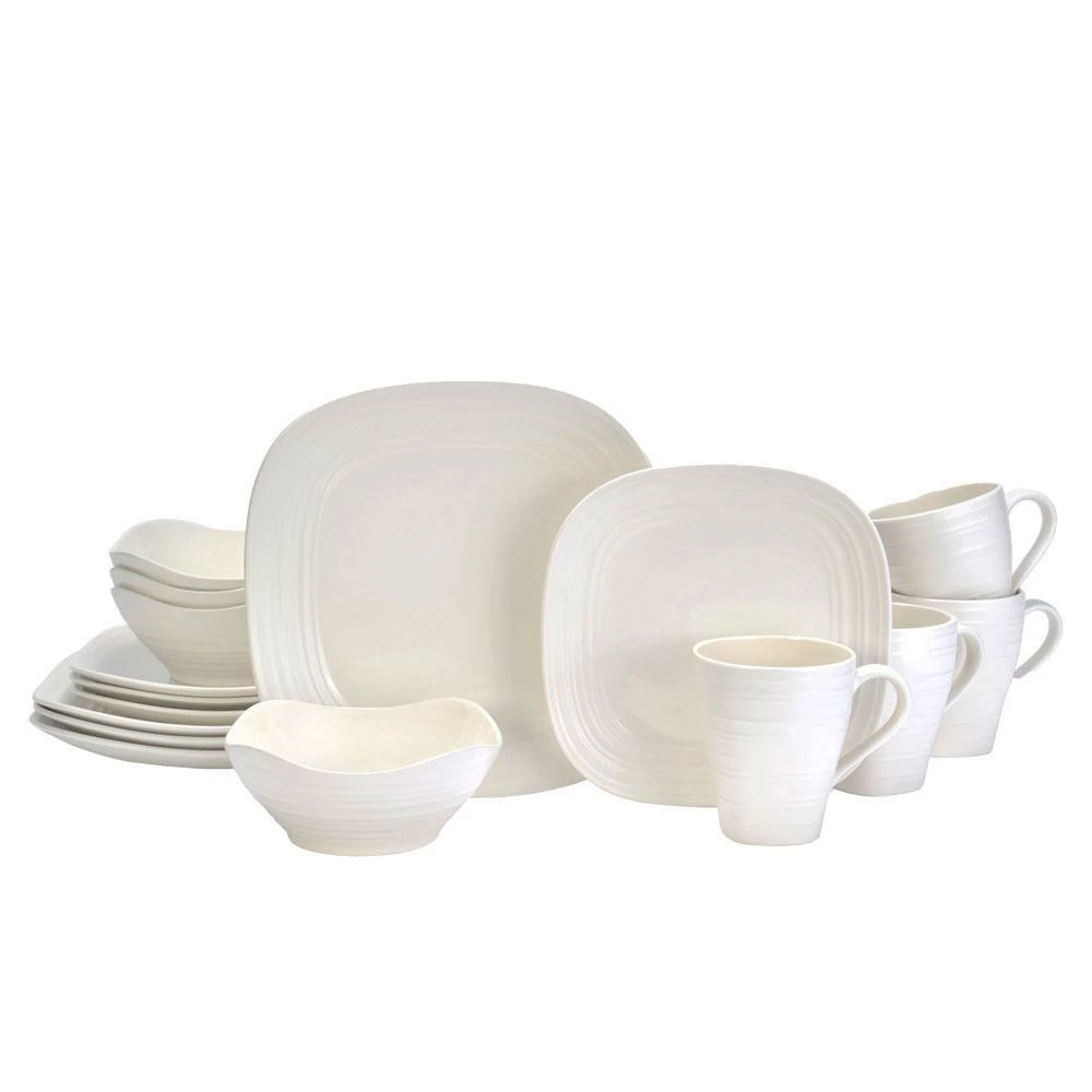 Cheapest 🤩 Mikasa® Swirl White Square 16 Piece Dinnerware Set, Service for 4 👏 3 Cheapest 🤩 Mikasa® Swirl White Square 16 Piece Dinnerware Set, Service for 4 👏