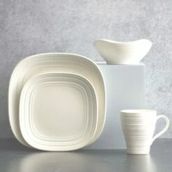 Wholesale 🤩 Mikasa® Swirl White Square 4 Piece Place Setting 🤩 -Mikasa Sales 2023 swirl white square 4 piece place setting 5056889 10