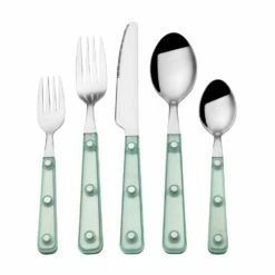 New 🛒 Mikasa® Translucent Green 20 Piece Flatware Set, Service for 4 😀