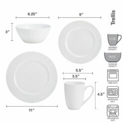 Best deal 🌟 Mikasa® Trellis White 16 Piece Dinnerware Set ❤️ -Mikasa Sales 2023 trellis white 16 piece dinnerware set 5188288 3
