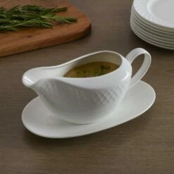Flash Sale 💯 Mikasa® Trellis White Gravy Boat with Stand 😍 -Mikasa Sales 2023 trellis white gravy boat with stand 5285630 3