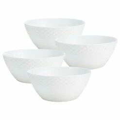 Deals 😀 Mikasa® Trellis White Set of 4 Soup Cereal Bowls 😍