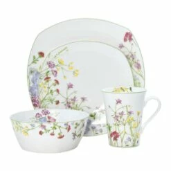 Wholesale 😀 Mikasa® Wildflower Garden Square 16 Piece Dinnerware Set, Service for 4 🎁 -Mikasa Sales 2023 wildflower garden square 16 piece dinnerware set service for 4 5265914 4
