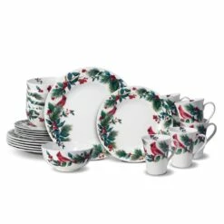 Cheapest 🌟 Mikasa® Winter Cardinal 24 Piece Dinnerware Set, Service for 6 ❤️