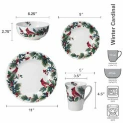 Cheapest 🌟 Mikasa® Winter Cardinal 24 Piece Dinnerware Set, Service for 6 ❤️ -Mikasa Sales 2023 winter cardinal 24 piece dinnerware set service for 6 5272175 7