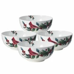 Coupon ⭐ Mikasa® Winter Cardinal Set of 4 Soup Cereal Bowls 🎉